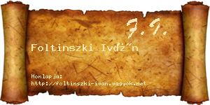 Foltinszki Iván névjegykártya